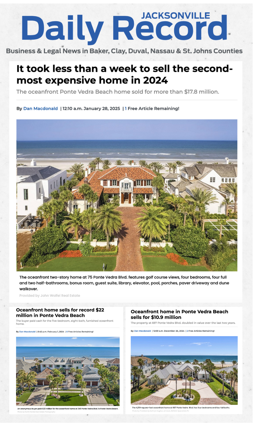 Florida oceanfront property Ponte Vedra Beach